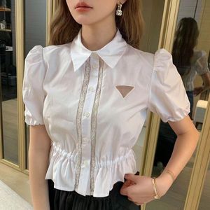 Fashion Limited edition Letter Triangle Designer T-shirt Shirt Ladies lapel Sweet style stylish socialite top