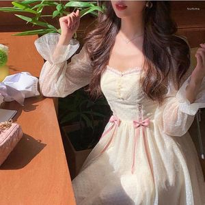 Vestidos casuais outono doce festa vestido de fada elegante princesa para mulheres 2023 feminino vintage coreano kawaii mini