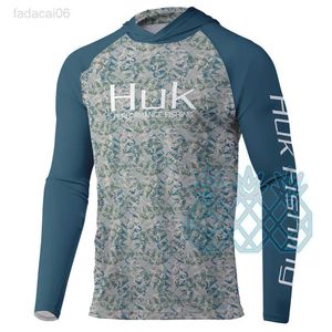 Angelzubehör HUK Performance Angelhemden Herren Langarm Hoodie UPF 50+ Angeloberteile Outdoor-Sport UV-Schutz Atmungsaktive Angelbekleidung HKD230706