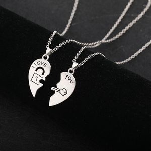 Collane con ciondolo 2 pezzi Ti amo Collana con cuore Set Serratura e chiave Catena girocollo per amanti delle coppie Gioielli romantici Regalo di San Valentino