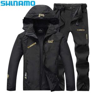 Fishing Accessories 2022 Spring and Autumn Thin Outdoor Jacket Men's Sports Suit Windproof Waterproof Hiking Pants M-6XL Size Hunting Fishing Suit HKD230706