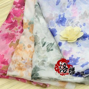 30d print chiffon cloth ink blue and white hanfu super soft yarn silk scarf veil silk fabric327W
