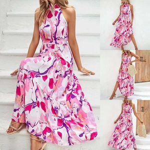 Vestidos casuais 2023 verão feminino estampado boêmio longo outono para mulheres vestido de coquetel formal de cetim