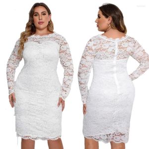 Casual Dresses 2023 Large Size Evening Dress Short Skirt Tight Lace Design Mid Length High Waist Round Neck Fashion Style