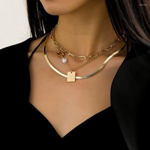 Pendant Necklaces Fashion Simple Folding Block Letter Small Design Sense Personality Geometric Street S Lady Temperament Necklace