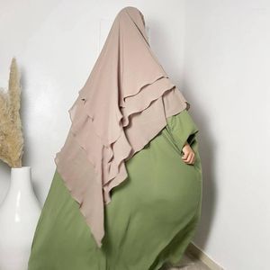 Ethnische Kleidung Ramadan Eid Muslim Chiffon Lange Hijab Kopftuch Frauen 3 Schichten Khimar Jilbab Jubha Islamische Hijabs Musulman Gebetsschal