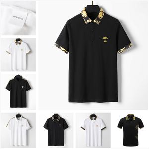 Designer Men's Polo black and White Beauty Head Brand Embroidery 100% cotton Breathable Anti-wrinkle anti-pilling Slim Business oversized 3XL