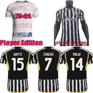 Версия игрока Juventus Pogba Soccer Jerseys di Maria Bonucci Bremer Danilo 2023 2024 Chiesa Vlahovic Juve Pellegrini S-2XL