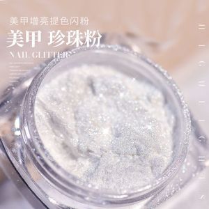 Nail Glitter Shimmer Aurora Pearl White Mirror Nail Powder Chrome Rubbing Pigment Dust Holographic Manicure UV Gel Polish Mermaid Glitter 9 230705