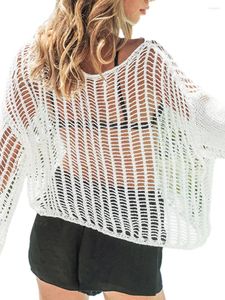 Damen-T-Shirts im böhmischen Stil, gehäkeltes, langärmliges Crop-Top mit rückenfreiem, ausgehöhltem Design – perfekt für den Strand