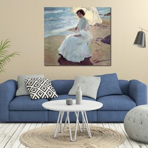 Figure Canvas Art Clotilde on The Beach Joaquin Sorolla Y Bastida Painting Handmade Figurative Artwork High Quality Wall Decor