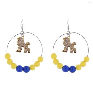 Kolczyki zwisają Design Hoop Style Girls Rock Yellow Blue Sorority Sigma Gamma Rho Greek Rhinestone Pretty Pudel