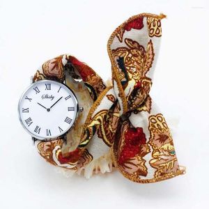 Wristwatches SMVPShsby Ladies Flower Cloth Wristwatch Women Dress Watch Fashion Girl Casual Quartz Rome Big Dial Fabric Clock Birthday