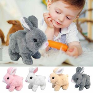 ElectricRC Animals Cute Electric Pet Easter Plush Stuffed Bunny Interactive Toy Robot Rabbit Walking Jumping Running Animal Shake Ears For Kid Gift 230705