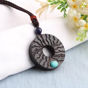 Pendant Necklaces Classic Women Necklace Vintage Ebony Round Circle For Female Jewelry Accessories Gift