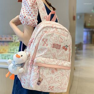 Okul çantaları çizgi film baskısı kadın dizüstü bilgisayar kolej kızı seyahat harajuku kitap backpack bayan kawaii grafiti kadın okul çantası