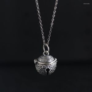 Catene Collana in argento sterling S925 Campana del vento cinese Ciondolo con motivo a spirale Accessori per gioielli incorporati apribili