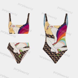 Bikini Set One Piece Swimsuit Fashion Sexy Strój Kąpielowy Cartoon Print Design Kobiety Tiangle Dwuczęściowy Zestaw Bikini