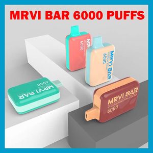 원래 MRVI BAR 6000 일회용 vape 펜 e 담배 장치 650mAh 배터리 13ml 포드 미리 채워진 캣 트리지 충전식 해외 창고