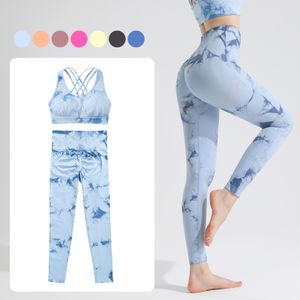 Yoga Outfits 1/2/3/4Pcs Women Yoga Set Tracksuit Clothes for Women Sexy Tie-dye Sportswear High Waist Athletic Leggings Workout Bra Tight Set 230705