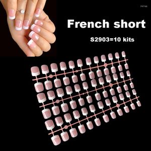 False Nails Wholesale 10 Kits Full Cover French Nude Meat Manicure Nail Tips Faux Ongle Fake Press On For Office Or Salon