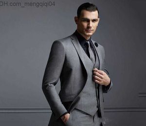 Men's Tracksuits Grey sports jacket men's suit groom cheap formal dinner party dress wedding men's slim Tailcoat 3Pcs jacket pants vest Z230707