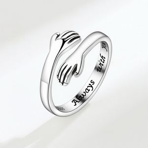 Romantische Liebe Hand Umarmung Ringe Für Frauen Silber Überzogene ICH liebe U Für Immer Öffnung Finger Ring Mädchen Hochzeit Party temperament Schmuck