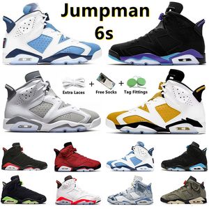 Jumpman 6 6s Erkek Basketbol Ayakkabıları Sarı Okra Aqua Soğuk Gri Toro Metalik Gümüş DMP Georgetown Kırmızı Oreo UNC Siyah Kızılötesi Carmine Erkek Eğitmenler Spor Sneakers