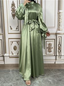 Etniska kläder Ramadan Satin Abaya Turkiet Islam Pakistan Muslim Hijab Modest Lång Klänning Abayas För Kvinnor Robe Longue Femme Musulmane Vestido 230705