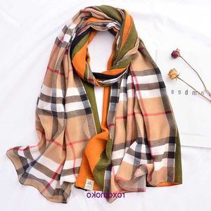 Factory Designer Original Bur Home Winter scarves online store Silk Scarf Womens Autumn and Warm British Plaid Korean Version Dual Use Vacation Summer Sunscre