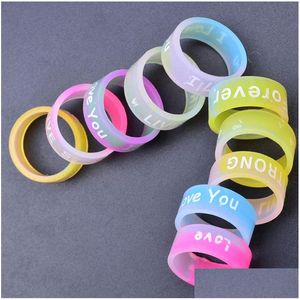 Band Rings New Individuality 8Mm Width Sile Originality Luminous Men Women S Ring Colours Male For Sale Wholesale Drop Delivery Jewel Dh5X9