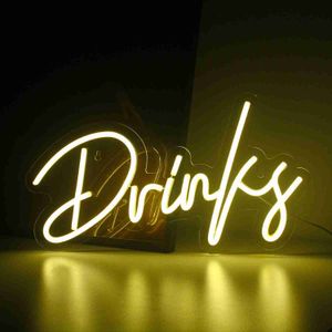 Ineonlife Drink Neon Sign LED Light For Bar Tea Shop Supermarket Hanging Lighting Party Club Room Interface USB Wall Decor Gift HKD230706