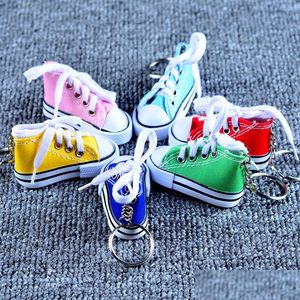 Keychains Lanyards Creative Canvas Shoes Designer Key Chain Cell Phone Charms Sneaker Handväska Pendant Keyring Keychain för DH2TD