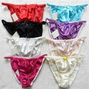 New fine 100% Silk Women's lady String Bikinis Panties sizeS M L XL XXL 8piece lot182U