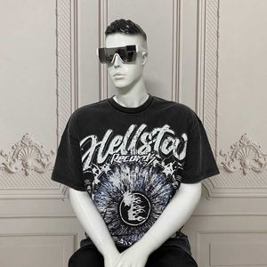 Designer de roupas de moda camisetas camisetas 2023 verão novo estilo americano lavando marca de moda de rua alta marca hellstar estátua da liberdade camiseta solta homens rock hip hop