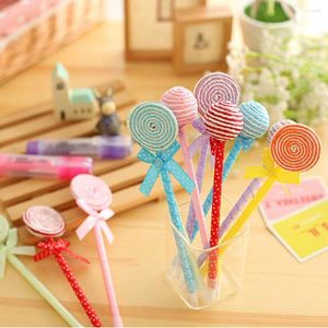 Novelty Cute Plastic Candy Color Ball Point Pen Lollipop Ballpen School Students Stationery Office Supplies