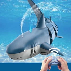 ElectricRC Animals Funny RC Shark Toy Animal Controle Remoto Banheira Piscina Brinquedos Elétricos para Crianças Meninos Crianças Material Legal Tubarões Submarino 230705