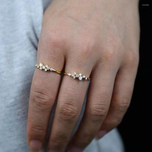 Cluster Rings Danity Real 925 Sterling Silver Ring Miro Pave Shiny 5a Cubic Zircone Color oro placcato Gioielli da sposa per donna