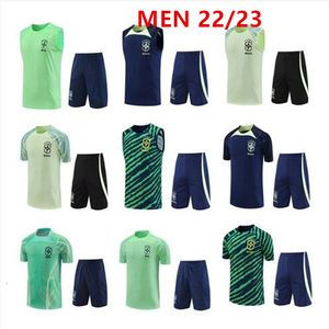 2425 Brasilien Kort ärm Tracksuit Sportwear Men Training Suit 23 Soccer Jersey Kit Uniform Chandal G.Jesus Coutinho Brasil ärmlös Väst Vuxen fotbollsuppsättningar