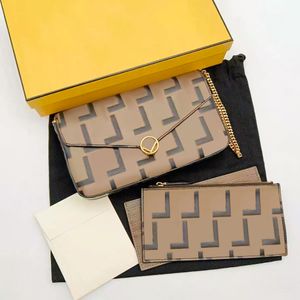 Damen 3-teilig mit Box WOC Kulturbeutel Umhängetaschen Echtes Leder Luxuriöse Designer-Umhängetasche mit dreifacher Goldkette für Herren COOL Mini-Pochette-Handtaschen-Einkaufstasche