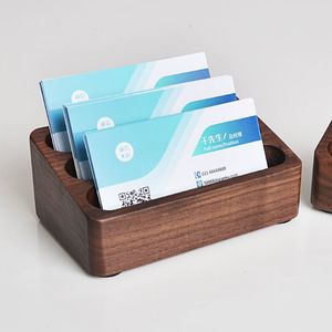 Business Card Files Office Supplies Walnut wood Case Base Desktop Storage Box business card holder 230705