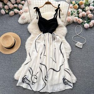 Fritidsklänningar Chic Sweet Butterfly Slip Dress Fairy A-line Mini Sommar Strandsemester Koreanskt Mode Vestidos Dam Solklänning Y2k