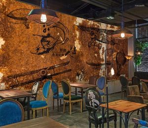 壁紙 CJSIR カスタム壁画壁紙家の装飾ノスタルジックな錆金属シートアルファベットカフェ装飾