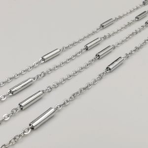 5pcs Lot Silver Women Girls Necklace Cable Chain Steel Tube Link Stainless Steel Thin 2mm 18-24inch Choose Lenght
