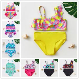 Swim wear 2 10Y Toddler Baby Girls Swimsuit Two pieces swimwear High quality Kids Bikini set Biquini Infantil Ruffle Beachwear 230705