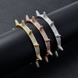 Europa e América Hip Hop Pulseira Masculina Moissanite Rivet Punk Pulseira Hiphop Moda Marca Personalidade Pulseira Acessórios