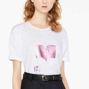 23SS Isabel Marant Women Designer clothing Tshirt New Fashion Letter Sequin Printing Straight Tube Casual Pullover Sports Top Women Beach Tees