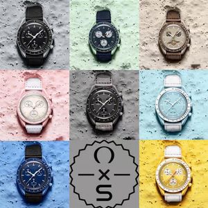 moonswatch Bioceramic Planet Moon Mens Watches Full Function Quarz Chronograph Watch Mission To Mercury 42mm Nylon Luxury Watch SA286Q