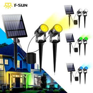 Garden Decorations T SUNRISE Solar Powered Spotlight 2 Warm White Lights Panel Outdoor Lighting Landscape Yard Tree Separately Lamp 230705