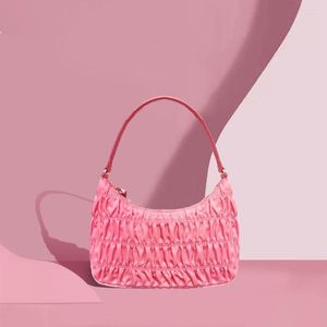 Totes 2023 Design de luxo feminino Hobo plissado Tote Bag Candy Color Summer Underarm Nylon Handbag Small Shoulder Feminino Bolsas